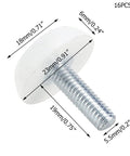 Total Game Changer Wobble Killer Set Of 16 White M6 Screw Furniture Levelers with dimensions displayed.