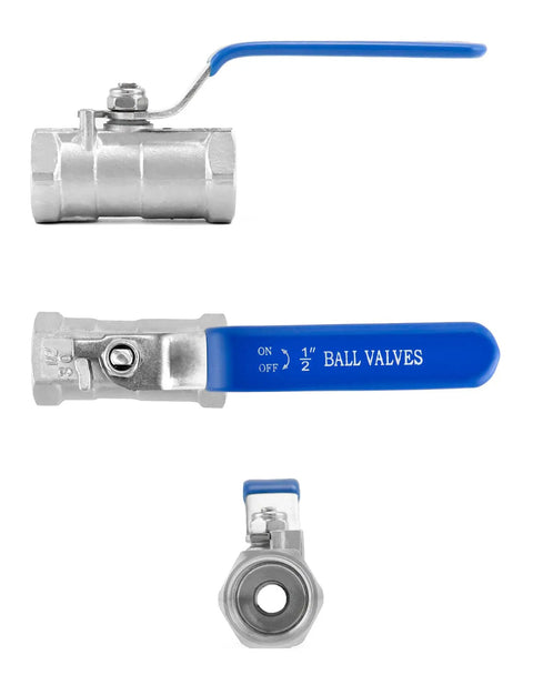 1/2 Inch NPT Stainless Steel Ball Valve 4 Pack Heavy Duty With Standard Port For Water, Oil, And Gas, 304 Stainless, Low Torque
