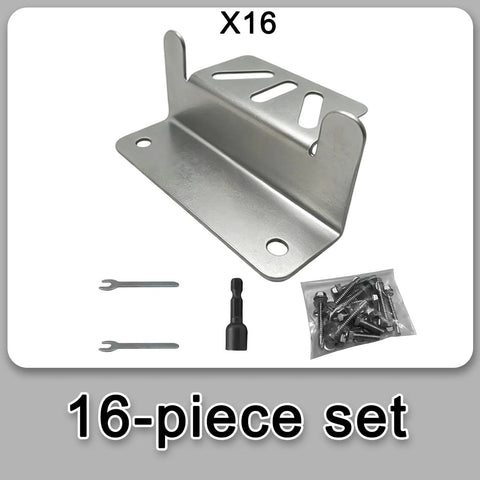 Heavy Hitter Solar Panel Z Bracket Mounts 16 Pack Thick Reinforced Stainless Steel mounting brackets and hardware kit.