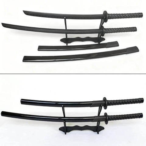 Black Polypropylene Training Katana Sword With Sheath Belt And Stand One Piece Blade For Safe Practice Like A Boss Realistic Feel