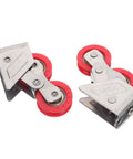 Built Tough Double Wheel Sliding Glass Door Rollers Designed For Slick Operation And Zero Friction Glide Crafted From Heavy Gauge Stainless Steel For Rock Solid Track Hardware Kits Of Two, featuring dual wheels and stainless steel construction.
