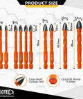 BGTEC 10-piece masonry drill bit set with tungsten carbide tips and quick-fit hex shanks, sizes 5-12 mm.