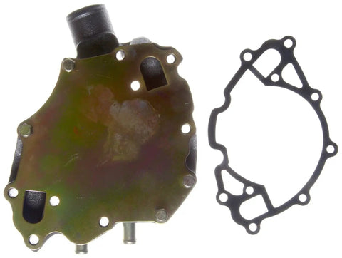Premium Engine Water Pump Replacement With OE Specifications, Fully Assembled And Tested For Leaks, Seals And Bearings, side view with gasket
