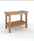 Sumba 24 Inch Teak Shower Bench with Shelf Built Tough From Solid Teak Wood with Stainless Steel Non Corroding Hardware