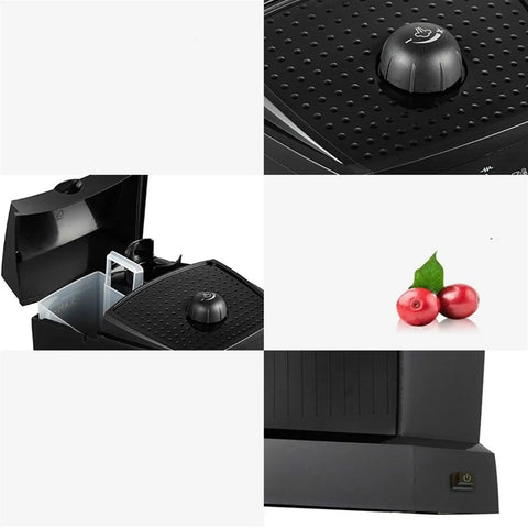 Semi Automatic Coffee Maker With Pump Espresso Machine For Home Use Black with reusable filter, close-up with cherries