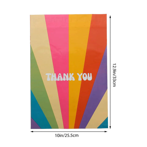 Rainbow Color Waterproof Poly Mailer Bags 100 Count Self Sealing Shipping Envelopes For Clothes, colorful stripes, size 33x25 cm.