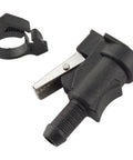 Black fuel line connector socket and clamp, 3/8 inch. Fuel Line Connector Socket For Suzuki Outboard Motors DF 4 To 140 HP Three Eighths Inch Quick Install OEM Replacement 65750-87JL0 65750-87J11 65750-87J10 65750-87J00 Sierra 18-80419 Easy Install.