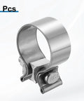Adjustable Stainless Steel Exhaust Clamp 1.38 To 1.73 Inch Narrow Band Butt Joint Seal Silver for Pipes