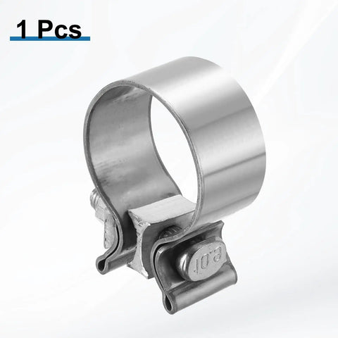 Adjustable Stainless Steel Exhaust Clamp 1.38 To 1.73 Inch Narrow Band Butt Joint Seal Silver for Pipes