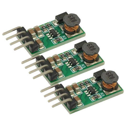 Three Pack DC DC Step Up Boost Converter Module 3.3V 3.7V 5V 6V To 12V Input 3V To 6V Output 12V Voltage Regulator Booster Power Packed For Do It Yourself Electronics Projects in green circuit boards