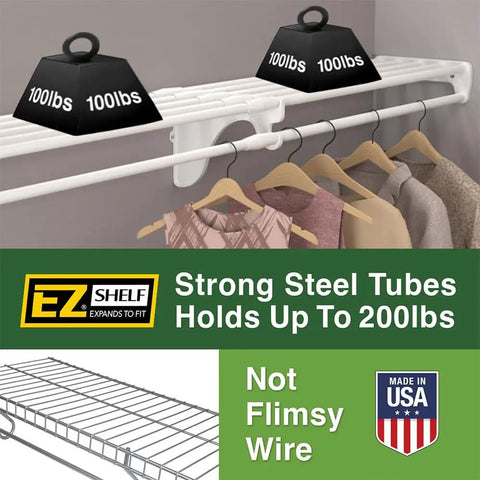Expandable Closet Shelf With Hanging Rod 19.5 To 29 Inches White Backwall Floating Shelf Kit Holds 200 Lbs Easy Install