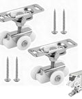 Sliding Door Rollers Replacement Kit For Three Quarter Inch Pocket Doors And Johnson Wheels, Top Hanger Rollers, Silver Set of 2