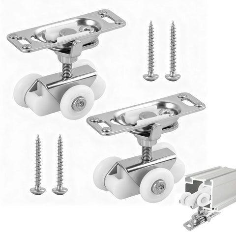 Sliding Door Rollers Replacement Kit For Three Quarter Inch Pocket Doors And Johnson Wheels, Top Hanger Rollers, Silver Set of 2