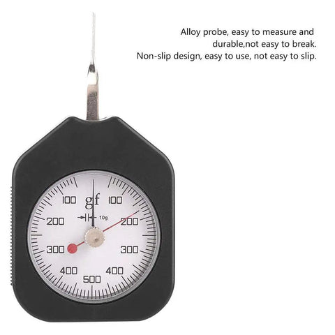 Push Pull Force Gauge For Precision Mechanical Pressure Testing With Gram Force Readout SZG5002 Dial Gauge Pro Grade Non Slip Handle Easy Use For Tape Recorder Buffer Pressure Armature And Switch Calibration, alloy probe