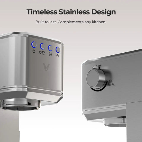 Top Shelf One Touch Espresso Machine With Smooth Milk Frother And Instant Cold Brew Maker showing stainless steel design and controls.