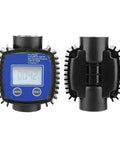 Front and side view of 1 Inch Turbine Flowmeter Inline Sensor Meter for Pipeline Water with Male Thread Plastic Housing Durable Easy Install