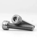 Dead Solid M6 X 30mm Socket Head Cap Screws With Full Threads And Allen Drive, stainless steel, two bolts in close up.