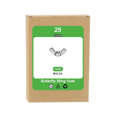 Butterfly Wing Nuts Set For Quick Hand Tightening With 10-24 Thread 304 Stainless Steel 25 Pieces Durable Silver Fasteners