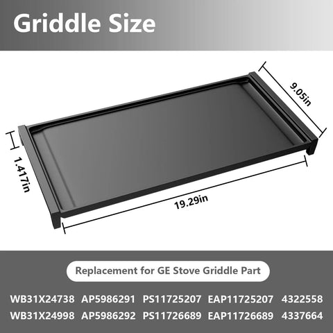 Dang Solid Heavy Duty Cast Iron Griddle Replacement Center Plate For Gas Range Stove Top Grid Flat Top Pan With Even Heat Distribution, 19.29x9.05 inch.