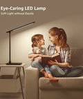Mother and daughter reading under Awesome LED Desk Lamp For Home Office With Five Color Modes And Five Brightness Levels Metal Build