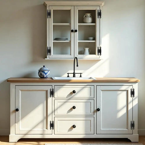 White kitchen cabinets with 30 Pack Black Cabinet Hinges 3.5 Inch H Shape Vintage Hammered Steel for decorative charm.