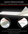 Self Adhesive Fire Extinguisher Sign 12 By 4 Inches Durable PVC Sticker showing semi-flexible PVC and strong self-adhesive backing.