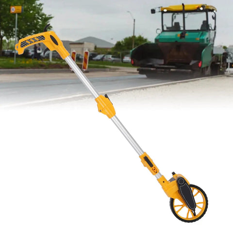 Luocute Distance Measuring Wheel 9999.9m Capacity Folding Design with yellow handle, large wheel for accurate long-distance measurements.