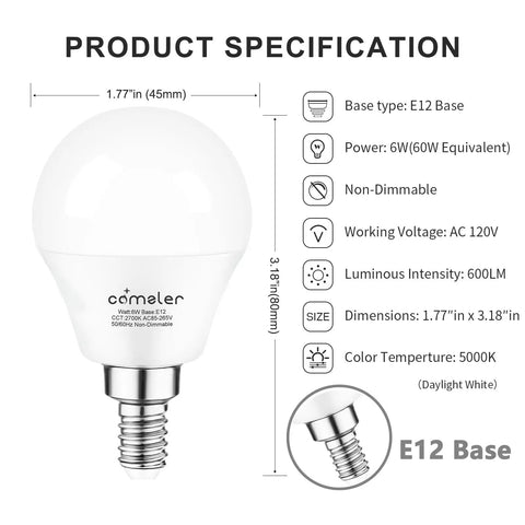 Brighten Every Room With A15 LED Ceiling Fan Light Bulbs 60 Watt Equivalent E12 Candelabra Base Non Dimmable 8 Pack Daylight 5000K