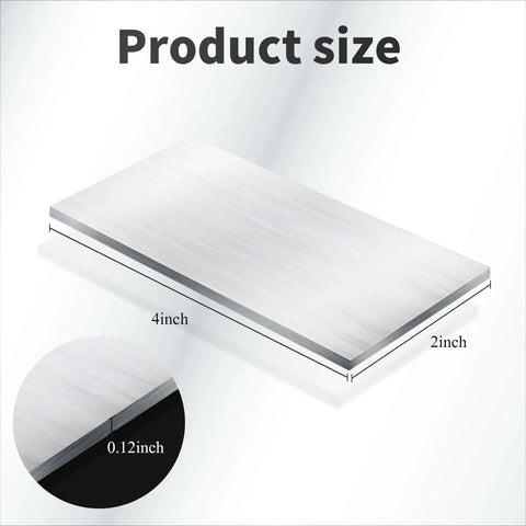 Size diagram of 20 Piece Aluminum Welding Plates 2 By 4 Inch One Eighth Inch Thick For TIG MIG Arc Welding Practice.