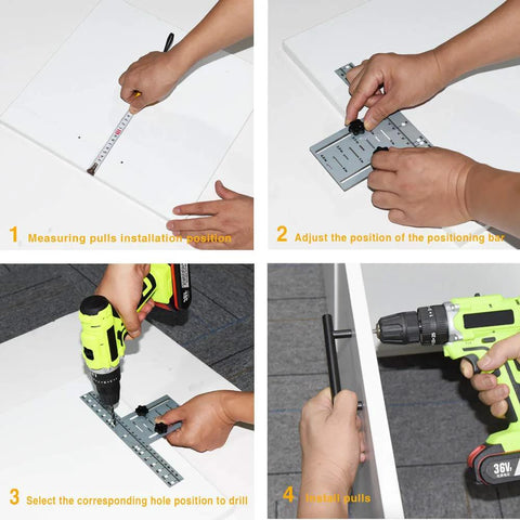 Installation guide for Eight Position Cabinet Pull Drill Template For Doors And Drawers Metal Mounting Template with Direct Drilling