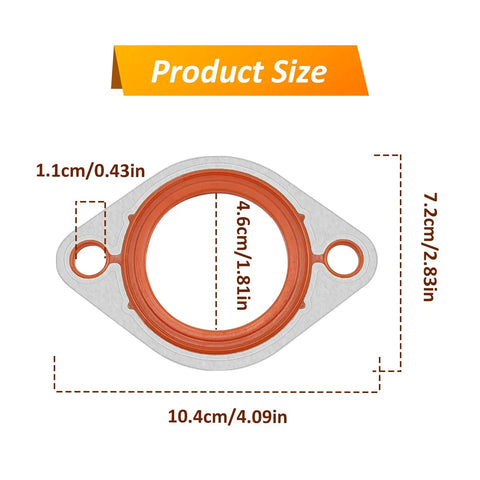 Heavy Duty Aluminum 1/8 Inch Water Neck Housing Gasket With Silicone Seal Replacement For Chevy Small Block And Big Block V8 Engines Including 265 283 305 327 350 383 396 400 427 454 472 500 Hot Rod Ready size chart, 10.4cm wide