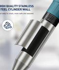 Electric Toilet Plunger Heavy Duty Portable Battery Powered 80 PSI Clog Buster with stainless steel cylinder detail