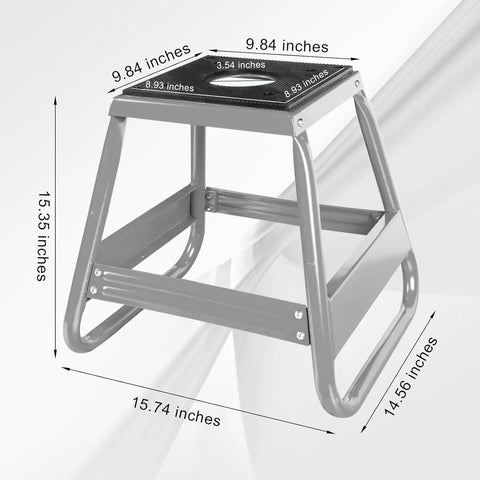Heavy Duty Dirt Bike Stand With 1000 Lb Capacity Universal Detachable Motorcycle Lift side view with dimensions