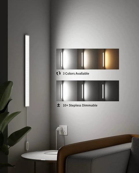 Dimmable Desk And Under Cabinet Light Bar With Three Color Temperatures And Memory Function 24 Inch USB Plug In LED Strip on wall
