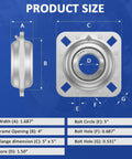 Diagram of Beefy Heavy Duty Flanged Disc Bearing Unit With One And A Half Inch Round Bore For Harrow Flange Mount Replacement Part