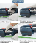 Kickstart Your Packaging Hustle With This Badass 4000mah Battery Powered Strapping Tool showing steps to use the handheld baler.