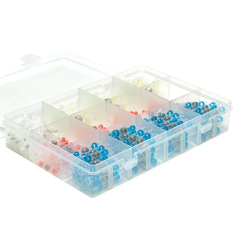 300 Pcs Waterproof Solder Sleeve Tube Electrical Wire Insulated Butt Connectors Mixed Heat Shrink Terminals Kit in plastic organizer
