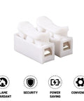 Quick Plug Electrical Cable Connectors 120 Pack 2 Pin Push Spring Loaded Terminal for Car Auto Lighting Wiring with flame retardant plastic.