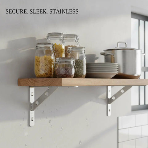 Heavy Duty L Shape Wall Shelf Bracket For Kitchen Bathroom Garage Storage, Rust Resistant 304 Stainless Steel, wood shelf above kitchen counter