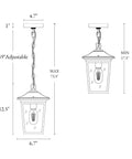 Straight Up Farmhouse Outdoor Pendant Light With Clear Glass Shade And Rust Proof Metal Frame Killing It As A Heavy Duty Hanging Lantern Top Shelf Pick For Porches Entryways And Gazebos In Sleek Matte Black adjustable dimensions outlined, 12.5x6.7 inches