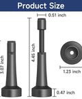 Adjustable Door Stoppers With Heavy Duty Aluminum Body And Thick Frosted Silicone dimensions: 3.07" height, 1.23" base diameter.