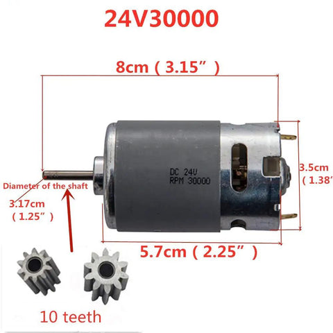 Dual 24V 30000 RPM Electric Motors For Kids Ride On Toy Cars High Speed Upgrade Powerful Drive Engines Replacement Parts For Ride On Toy Cars 57mm Length 35mm Diameter