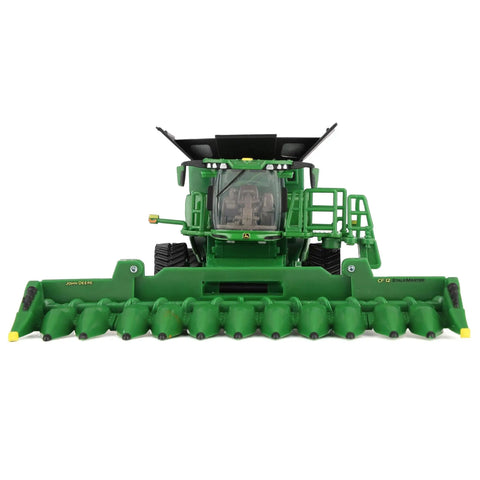 Front view of One Sixty Fourth Scale S7 900 Combine With Interchangeable CF12 Folding Corn Head Farm Show Edition model for collectors.