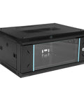 Heavy Duty 4U Wall Mount Server Rack Cabinet Built Tough For Network Switches And IT Gear With Shatter Resistant Glass Door.