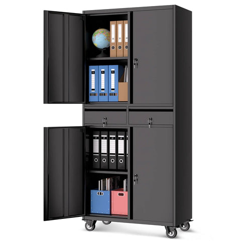 Heavy Duty 73 Inch Metal Storage Cabinet With Locking Doors And Adjustable Shelves For Garage Or Shop Built To Last Rugged Tool Cabinet