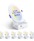 Slim 6 Inch Recessed LED Downlight Kit 12W 5 CCT Selectable Canless Ceiling Light With J Box Ultra Thin Dimmable 6 Pack