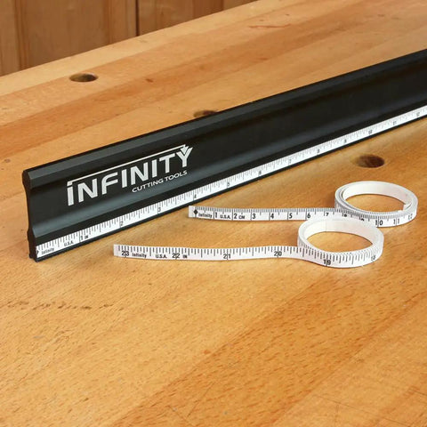 46 Inch Aluminum Precision Straight Edge For CNC And Shop Use, Ultra Accurate And Lightweight At 1.75 Lb on wooden workbench