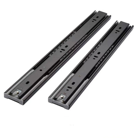 Wide Buffer 14 Inch Three Section Drawer Slides With Hydraulic Damping Full Extension Beefy Steel Ball Bearing Rails, 2 Pack