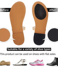 Before and after view of Silicone Non Slip Shoe Pads With Self Adhesive Grip For Quiet Walk In Heels And Boots Muffle Loud Clack Odorless Noise Reduction Sole Protectors For Wedding Office Stage Indoor Use