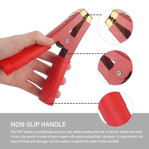 Heavy Duty 2 Pack Car Battery Charger Clamps Drop In Replacement With Smooth Grippy Handles And Secure Seals Built Tight For 12V Trucks Boats And Emergency Jumper Starts with non-slip PVC handles and copper clamps